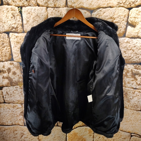 Bernardo Black Faux Fur Double Breasted Jacket Women's Size Large - Picture 13 of 16